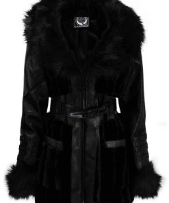 New In Killstar Krystina Faux Fur PU Coat Black