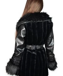 New In Killstar Krystina Faux Fur PU Coat Black