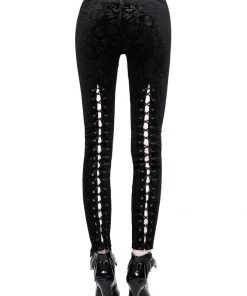 Killstar Bite Me Velvet Leggings Black
