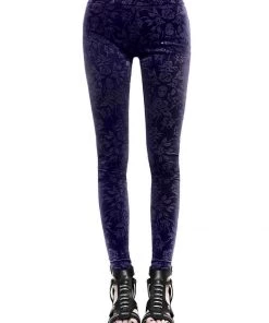 New In Killstar Bite Me Velvet Leggings Plum