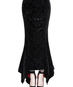 Killstar Roses Are Dead Velvet Maxi Skirt Black
