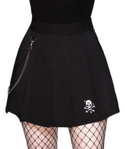 Killstar Sticks N'Stones Skull 80's Mini Skirt Black