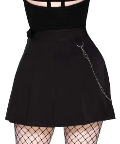 Killstar Sticks N'Stones Skull 80's Mini Skirt Black