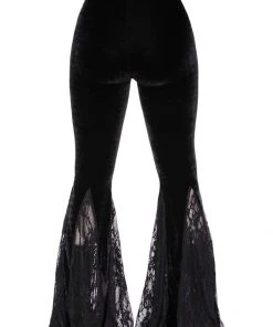 New In Killstar Night Stalker Velvet 70's Flared Trousers Black