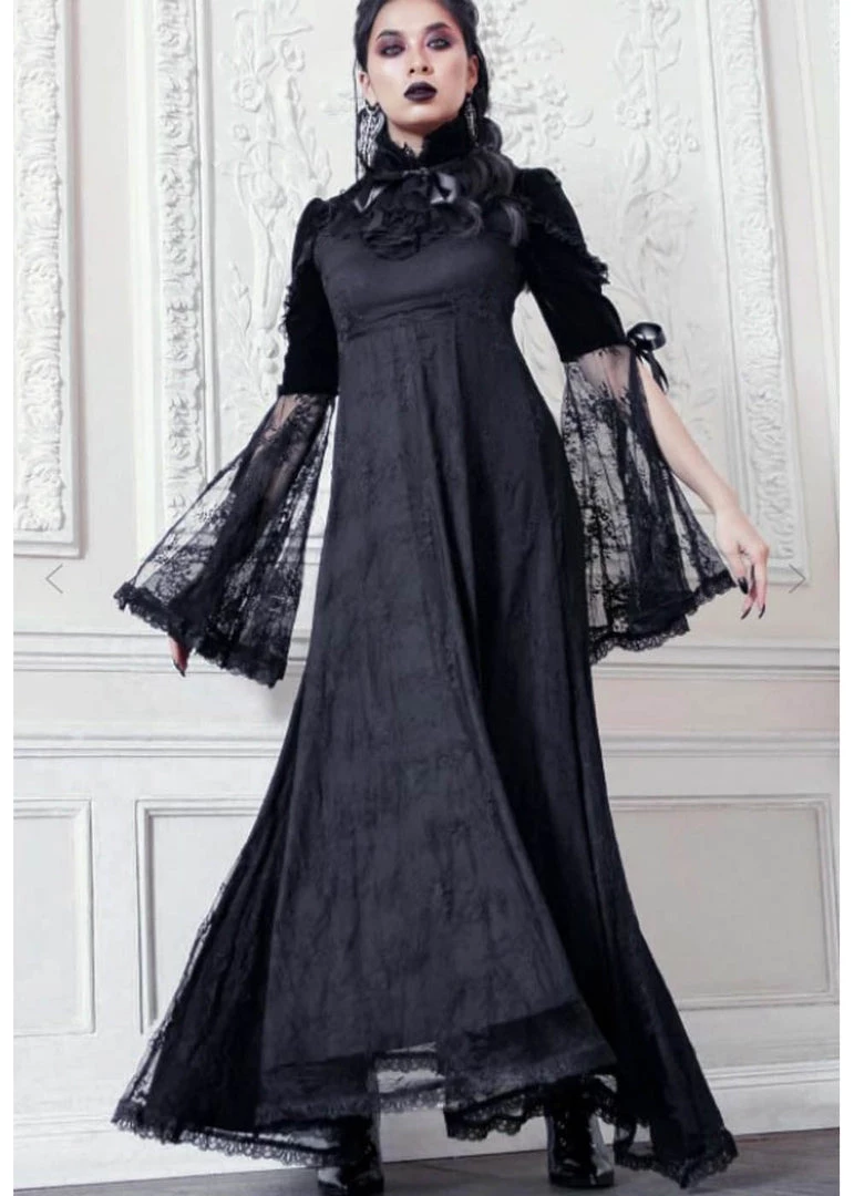 Killstar Countess Lace Maxi Dress Black