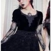 Killstar Spirit Bound Velvet Lace Top Black
