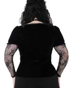 Killstar Spirit Bound Velvet Lace Top Black