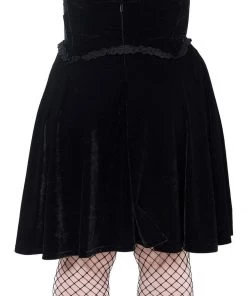 Killstar Dark Lover Velvet Swing Skirt Black