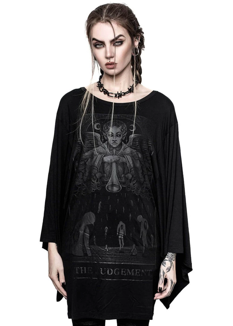 Killstar Judgement Kimono Tunic T-Shirt Black