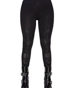 New In Killstar Death Ray Skull Leggings Black