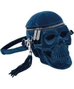Killstar Grave Digger Velvet Skull Bag Blue New In