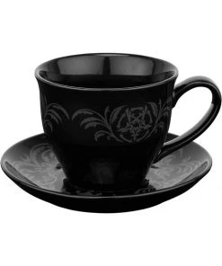 New In Killstar Morticia XL Tea Cup & Saucer Black