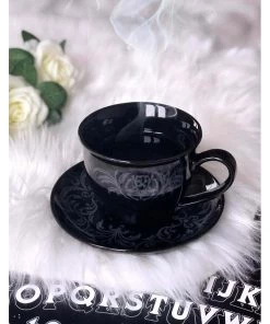 New In Killstar Morticia XL Tea Cup & Saucer Black