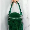 Killstar Grave Digger Velvet Skull Bag Green