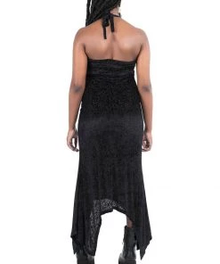 New In Killstar Starry Eyed Velvet 70's Maxi Dress Black