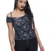 New In Killstar Lulu Skulls 50's Bardot Top Black