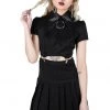 Killstar Darita 80's Suspender Dress Black Pinstripe