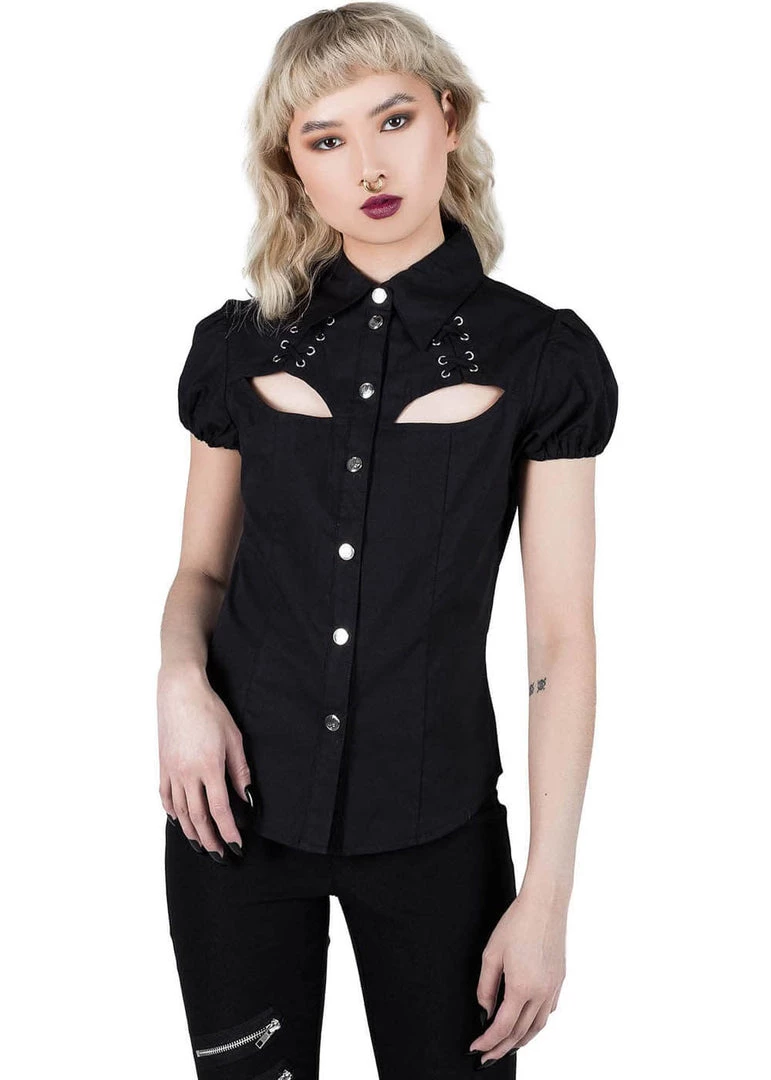 Killstar Hellstar Lace Up Top Black