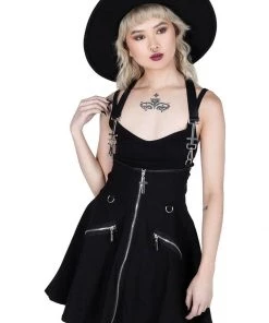 Killstar Dark Flair Skirt With Suspenders Black New In