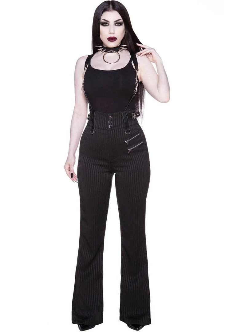 New In Killstar Corporate Misfit Trousers With Suspenders Black