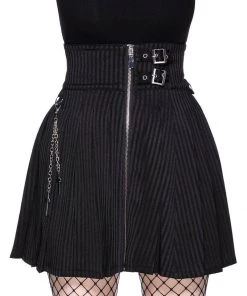 Killstar Devil In Disguise 80's Skirt Black Pinstripe New In