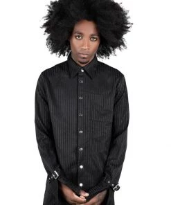 Killstar Mens Embalming Shirt Black Pinstripe New In