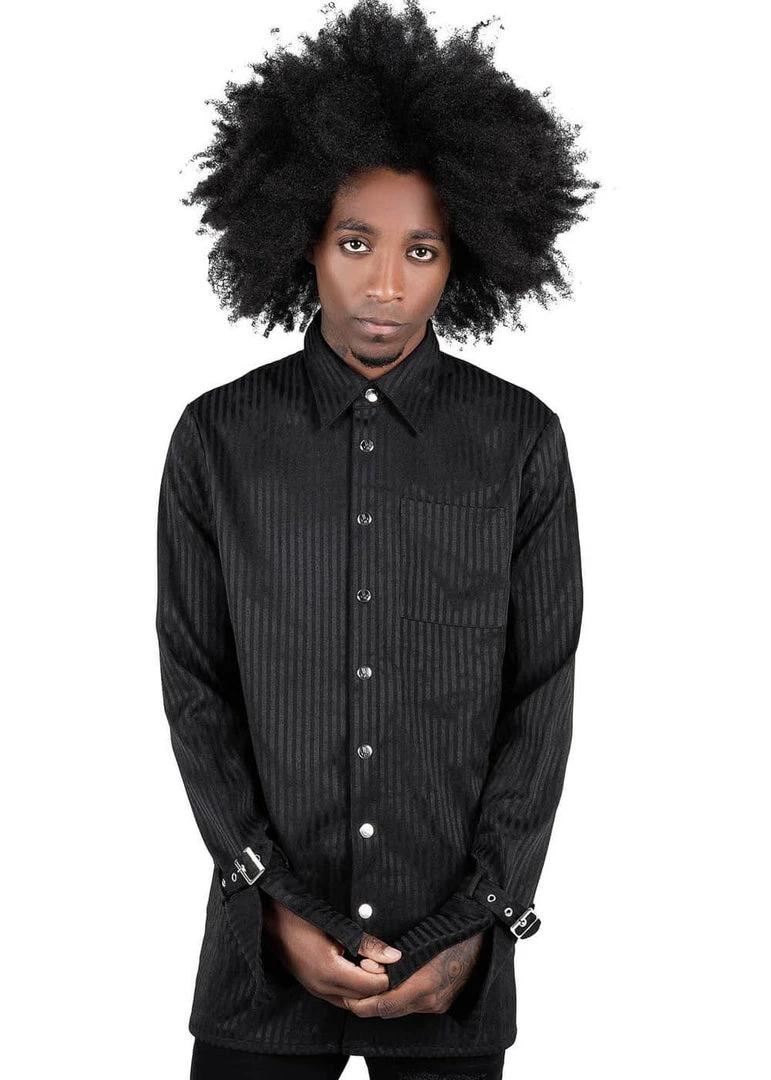 Killstar Mens Embalming Shirt Black Pinstripe New In