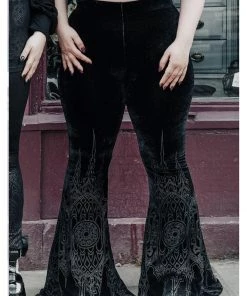 Killstar De La Souless Velvet Flares 70's Trousers Black New In