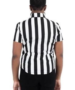 Killstar Blood Stripe Stripe 60's Blouse Black White New In