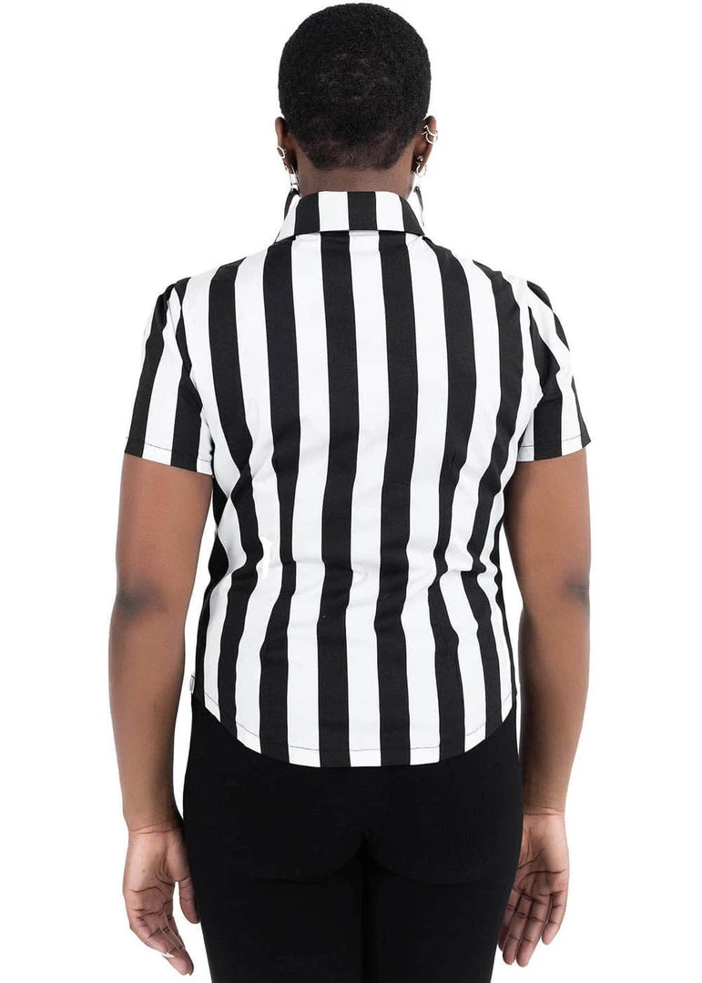 Killstar Blood Stripe Stripe 60's Blouse Black White New In