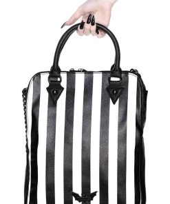 New In Killstar Lines Tag Stripe Bag Black White