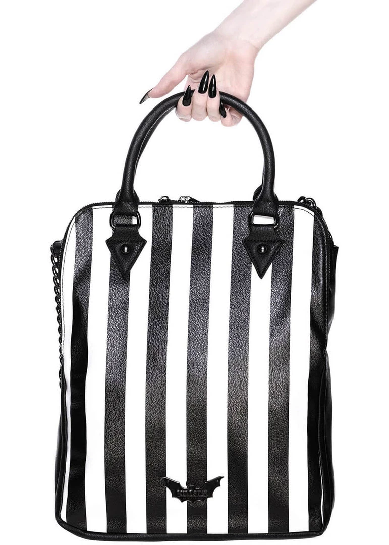 New In Killstar Lines Tag Stripe Bag Black White