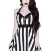 Killstar It's Showtime Stripe 80's Swing Dress Black White