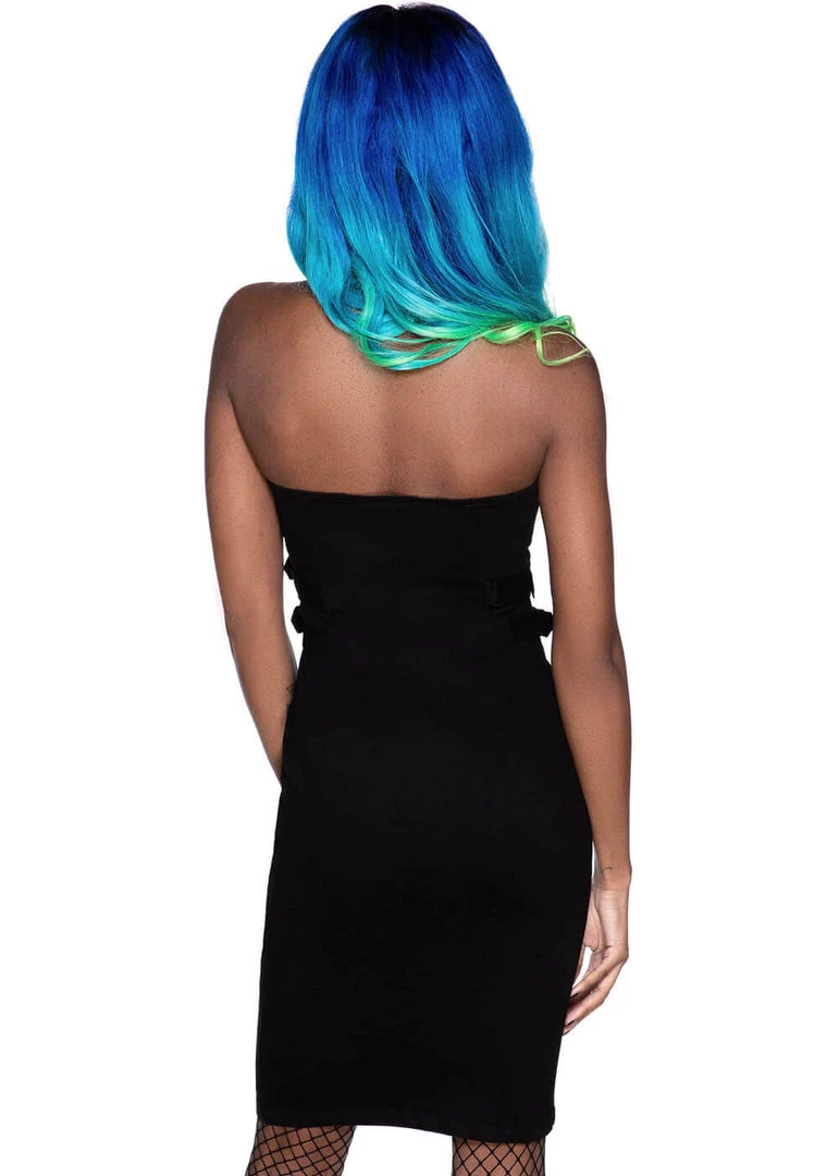New In Killstar Anti-Club Moto Bat 80's Pencil Dress Black