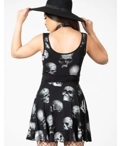 Killstar Heads Rollin' Skulls Skater Dress Black New In