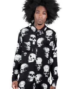 New In Killstar Men Fatal Attraction Skulls Shirt Black