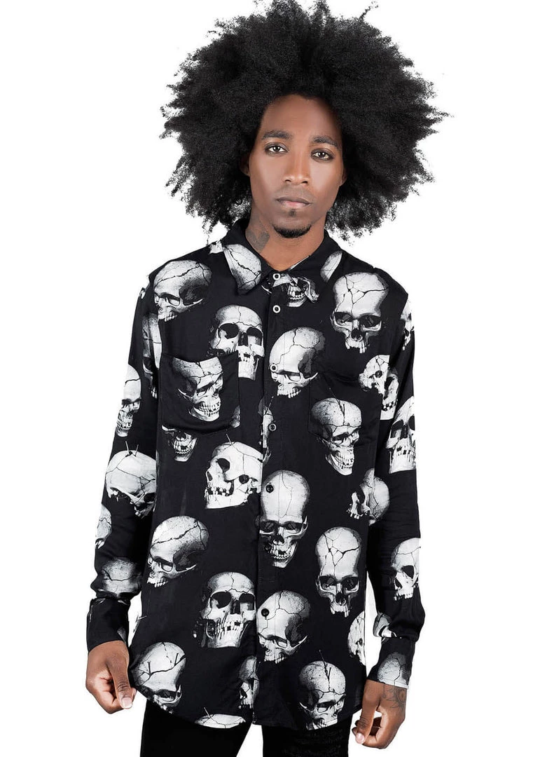 New In Killstar Men Fatal Attraction Skulls Shirt Black