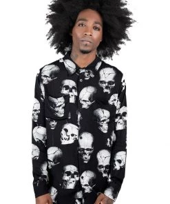 New In Killstar Men Fatal Attraction Skulls Shirt Black