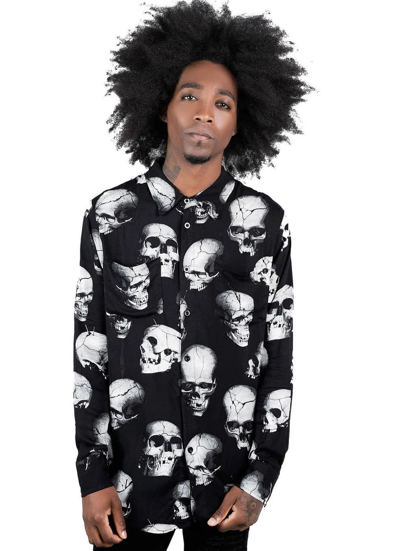 New In Killstar Men Fatal Attraction Skulls Shirt Black