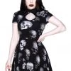 New In Killstar Headspin Collar Skulls Dress Black