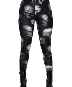 Killstar Headcase Skulls Leggings Black