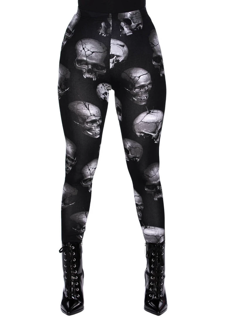 Killstar Headcase Skulls Leggings Black