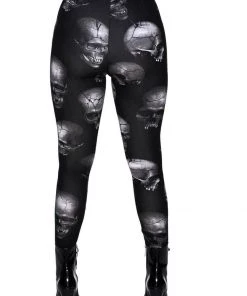 Killstar Headcase Skulls Leggings Black
