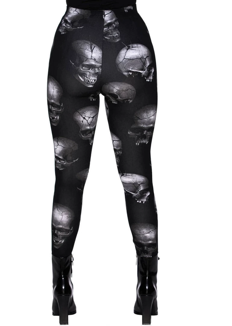 Killstar Headcase Skulls Leggings Black