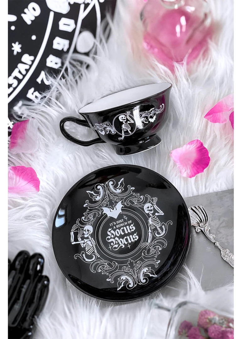 New In Killstar Hocus Pocus Tea Cup & Saucer Black
