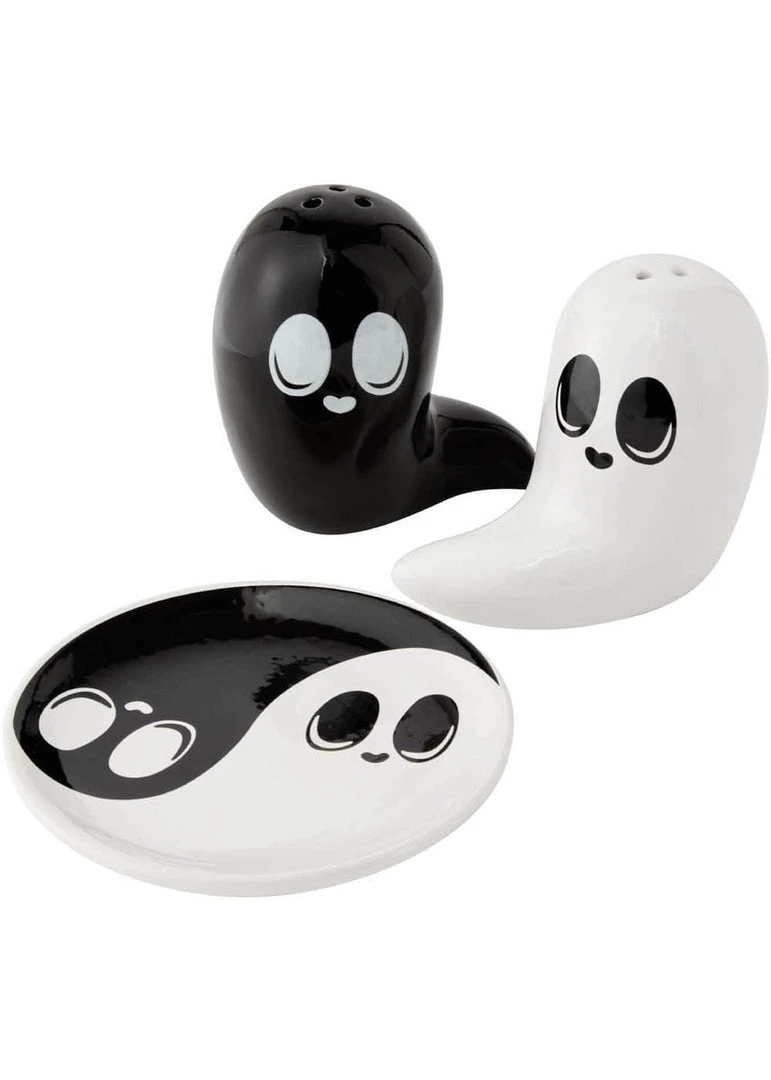 Killstar Spooky Ghost Salt & Pepper Shaker Black White