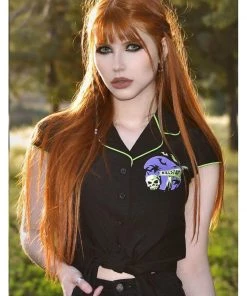 New In Killstar Vince Ray Kon-Tiki Crop 50's Shirt Black