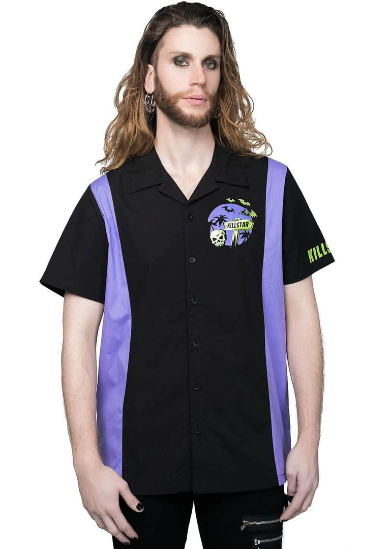 Killstar Vince Ray Kon-Tiki 50's Bowling Shirt Black