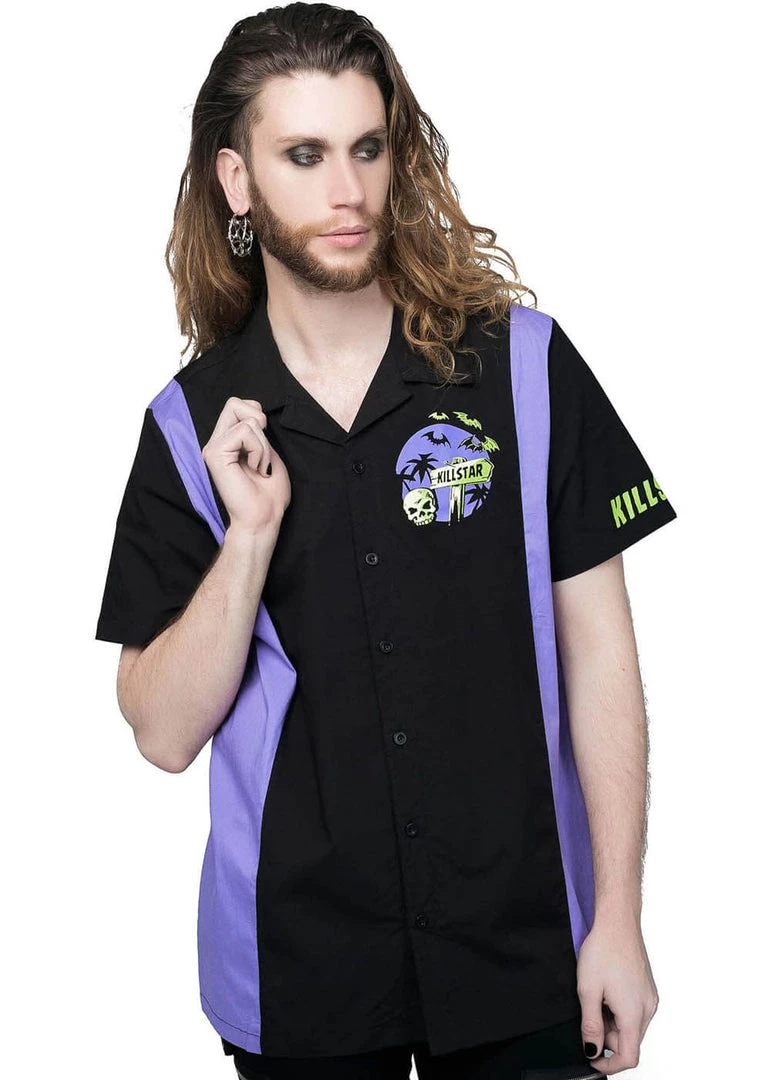 Killstar Vince Ray Kon-Tiki 50's Bowling Shirt Black