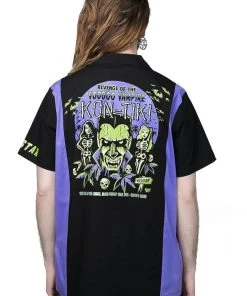 Killstar Vince Ray Kon-Tiki 50's Bowling Shirt Black